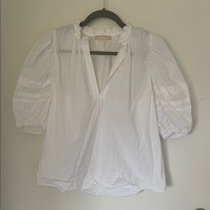 Ulla Johnson White Blouse with Puff Sleeves